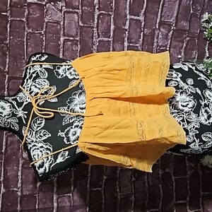 Free People Asymetrical Lace Trim Orange Crop Top w/ Delicate Tie Straps sz Sm